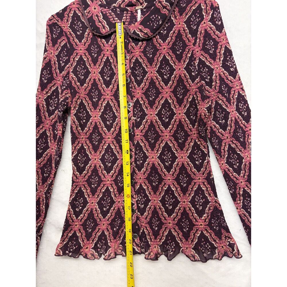 Free People Caught A Feeling Cardi button cardigan with smocked detailing medium - Picture 2 of 5